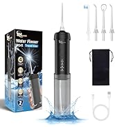 JNGOODS Mini Portable Water Flosser Oral Irrigator Water Teeth Cleaner Pick, Telescopic Water Tan...