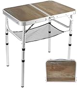Small Folding Table 2 Foot, Portable Camping Table with Mesh Holders,Lightweight Aluminum Adjusta...