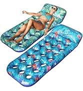 FindUWill Inflatable Pool Floats Adult, 2 Pack Large Pool Float Raft with Headrest for Adults, Ta...