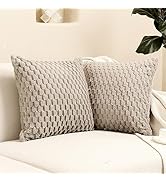 FY FIBER HOUSE Pack of 2 Fuzzy Throw Pillow Covers Soft Decorative Couch Pillow Covers Home Decor...