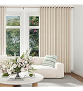 HMYI 100% Blackout Pleated Curtain with Magnetic Closure, Linen Blackout Curtains 96 Inches Long ...
