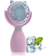 QearFun Handheld Fan Portable, Mini Cat Ear Fan with USB Rechargeable Battery, Personal Desk Tabl...
