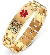 Theluckytag Upgraded Medical Bracelets Men Women with QR Code Medical Alert ID Bracelets - Titani...