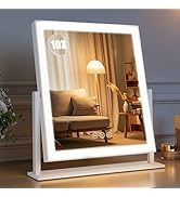 Bearolve Vanity Mirror with Lights 14.5"x16.5", LED Makeup Mirror, 3 Color Lighting Modes, 10X Ma...