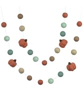 Matthew + Mae 6 FT Fall Pumpkin Felt Garland - 1" Balls - Teal/Terra Cotta | 6-Foot String With 2...
