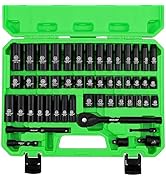 SWANLAKE GARDEN TOOLS 3/8'' Drive Impact Socket Set, 50-Piece Standard SAE (5/16 to 3/4 inch) and...