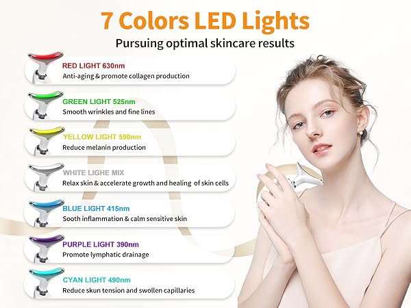 7 Color Led Face Neck Massager for Skin Care Routine at Home