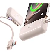 TORRAS 2-in-1 iPhone 16 Portable Charger, 5,000mAh 22.5W Mini Power Bank with Built-in USB-C Cabl...