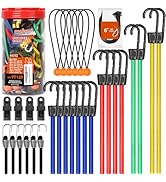 HORUSDY 31-Piece Premium Bungee Cords Assortment Jar, Includes 10”,18”,24”,32”,40” Bungee Cords, ...