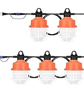 Dephen 100W LED Construction String Lights - 50ft Linkable LED String Work Light 14000Lm Temporar...