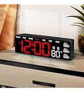 ANSOPER 7" Digital Clock - Large LED Display with 3 Medication Reminders, Modern Tabletop Day Cal...