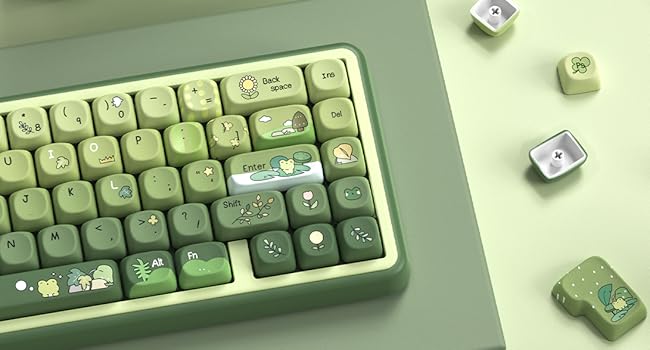 Green Frog Keycap Set, PBT Custom Keycaps 60% 75% 100%,dye Sublimation Keyboard Key caps,MOA Profile