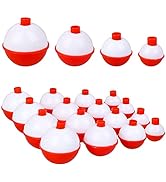 16Pcs Fishing Bobbers, 4 Size Snap Hard ABS Fishing Float Red and White Fishing Bobbers for Fishi...