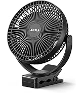 xasla 10000mAh Portable Clip on Fan, 8 inch Rechargeable Battery Operated, 24 Hours Work Time, Qu...