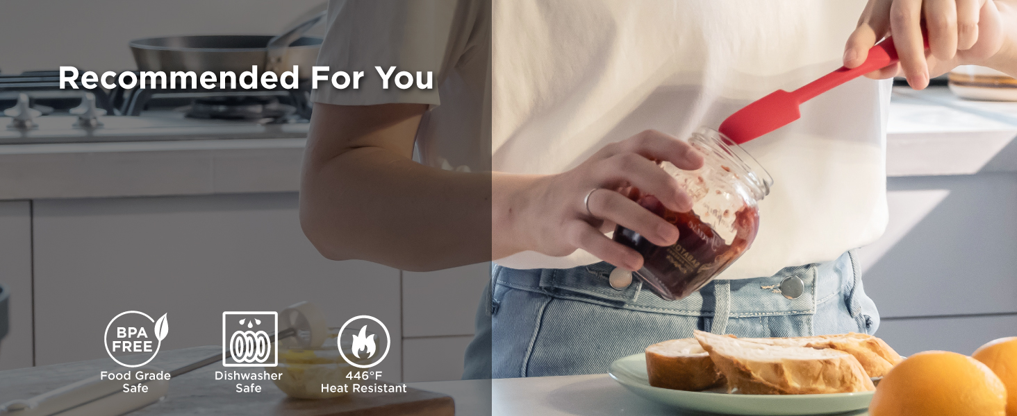 Kitchen Mama WaltzGrip Platinum Silicone Jar and Can Spatula Set: Heat-Resistant, Dishwasher Safe