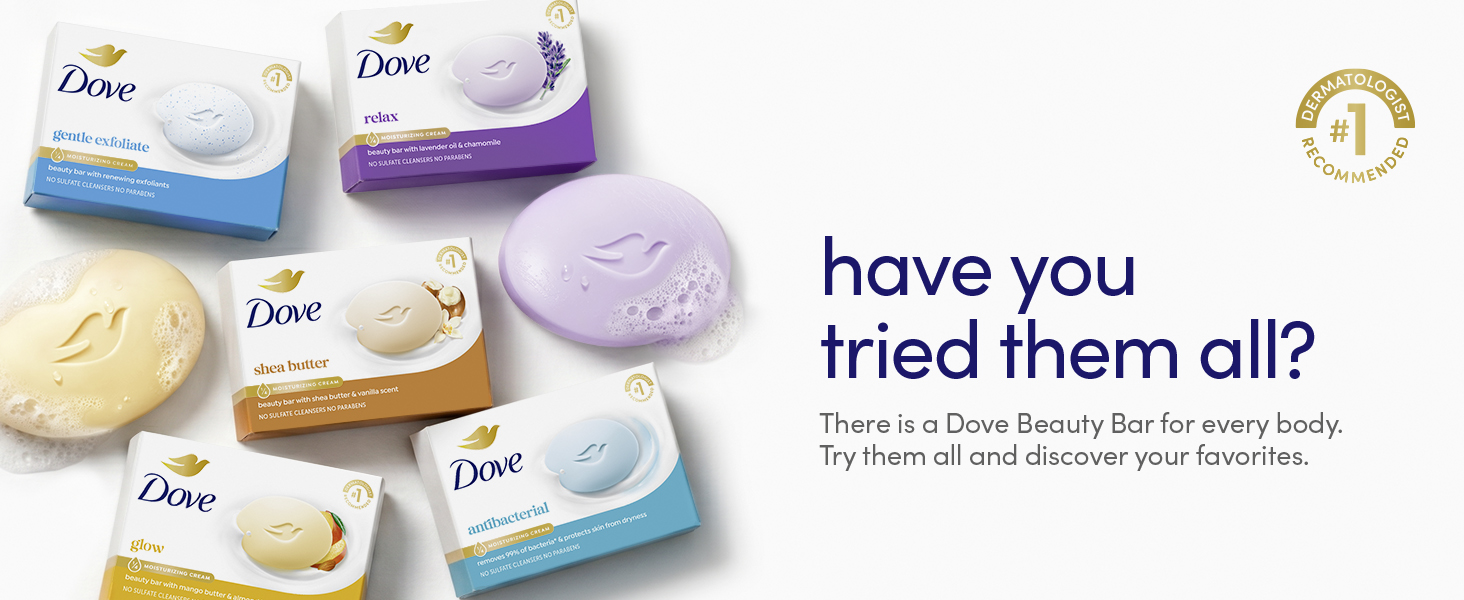 Dove Beauty Bars range displayed alongside messaging encouraging users to try all variants
