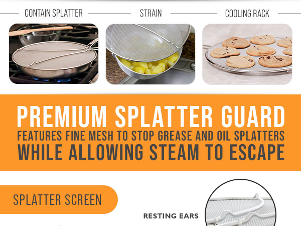 splatter guard splatter screen frying pan cover pot lid grease oil kitchen cooking stainless