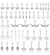 PH PandaHall 48pcs Clip on Charms Alloy Shoes Decoration Pendants, 12 Styles Antique Silver Star ...