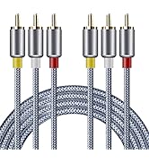 Goalfish AV Cable, 3RCA to 3RCA Stereo Audio Video Cable Nylon Braided Composite AV Cord for TV,D...