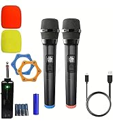 Wireless Microphone with Echo, Treble, Bass & Bluetooth, 160 FT Range, UHF Portable Dual Handheld...