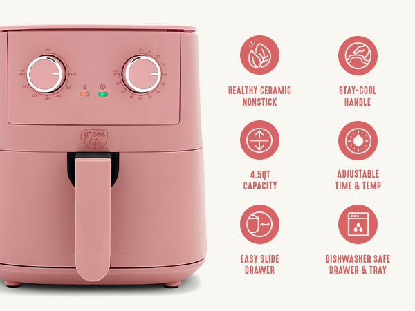 GreenLife, Ceramic Nonstick, PFAS-Free, Non-Toxic, Electrics, Air Fryer