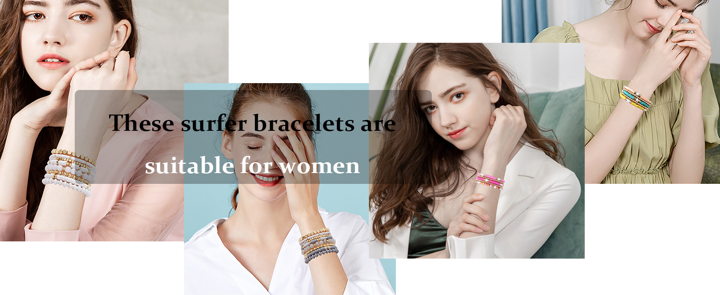 GOOJIDS Surfer Heishi Clay Bead Bracelets