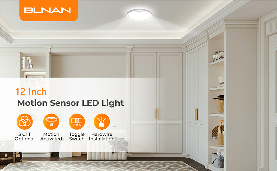 motion sensor activated LED flush mount ceiling light fixture detector mount detection detected