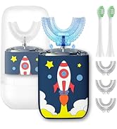 Geacker Kids U Shaped Electric Toothbrush Ultrasonic Automatic Brush with 5 Brush Head Rinse Cup ...