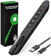 Presentation Clicker Green Laser Pointer, Rechargeable PowerPoint Clicker Wireless Presenter Remo...
