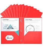 SUIN Plastic Project-Folders with 2 Pockets &amp; 3 Prong, Bulk Pack Project File-Folder for US Lette...