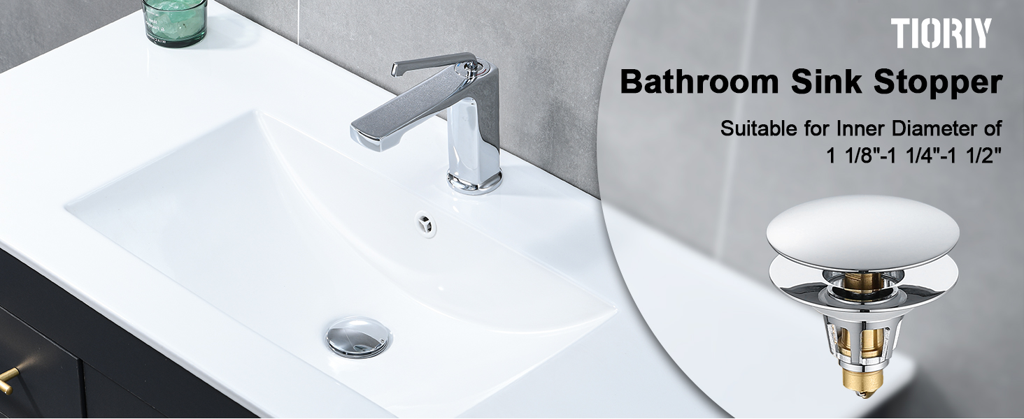 TIORIY Bathroom sink stopper fit for 1.1 to 1.5 inch