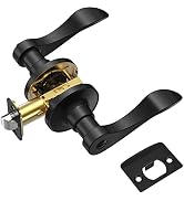 TICONN Black Door Handle, Traditional Wave Style Matte Black Reversible Door Lever for Interior D...