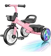 Umatoll Tricycle for Toddlers 2-5 Year Old, Ajustable Toddler Bike Outdoor Toys, Birthday Gift fo...