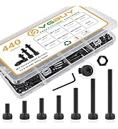 VGBUY 440Pcs M3 Screws Kit for 3D Printer DIY,220Pcs M3 Screw (6-25mm),220Pcs M3 Nut,Hex Socket H...