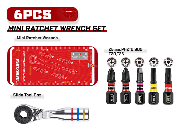 6pcs mini ratchet wrench set