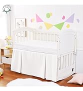 Crib Bed Skirt Dust Ruffle 100% Cotton - Natural, Soft, Breathable for Baby's Delicate Skin, Nurs...