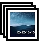 JCJMY 12x12 Picture Frame Set of 3 Black with 10x10 Mat for 30 x 30cm Diamond Art Painting, Displ...