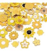 Craftdady Mini Flower Charms Light Gold Alloy Charms Mixed Styles Enamel Floral Dangle Pendants f...