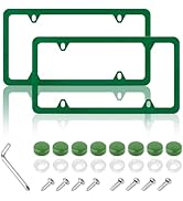 2PCS Colorful Car License Plate Frames with Gaskets Screws and Caps,Stainless Steel 4 Holes Licen...