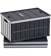 VEVOR Plastic Collapsible Storage Bins with Lids, 65L 3 Packs, Stackable Folding Storage Crates w...