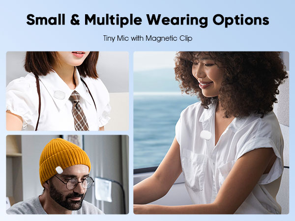 ULANZI A30 Tiny Mic Magnetic, Wireless Lavalier Microphone Mini Size, Noise Cancellation
