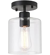 KLSS Black Modern 1-Light Semi Flush Mount Ceiling Light,Rustic Ceiling Light Fixture for Closet ...