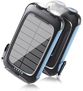 Portable Charger, 20000mAh Solar Power Bank 5V/2.4A Fast Charging with Type-C and Dual USB-A Port...