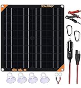SUNAPEX 20W Solar Car Battery Trickle Charger &amp; Maintainer, 12V Waterproof Solar Panel Trickle Ch...