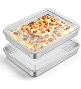 Leonyo Lasagna Pan with Lid, 10.5 x 8 x 2 Inch Rectangular Cake Pan with Lid, Stainless Steel Bak...