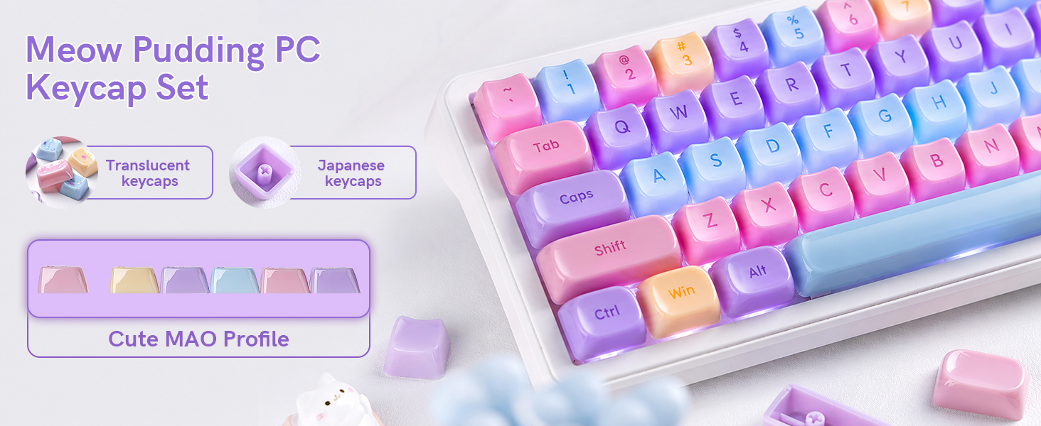 Clear keycaps Set,Translucent Keyboard keycaps,Jelly Key caps