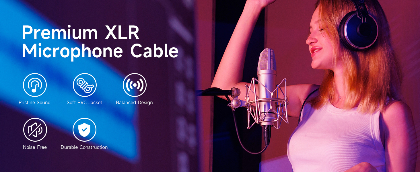 Premium XLR to XLR cables with oxygen-free copper for clear sound