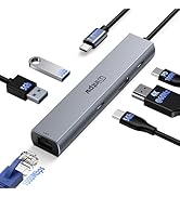 USB C to USB A Hub 6 Ports with 4K HDMI Ethernet 100W PD Type C Hub USB 3.0 5Gbps Aluminum Adapte...