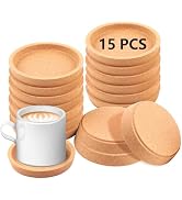 15 Pcs Cork Coasters with Lip ,Protect Your Table from Beverage Leak-Proof Cork Cup Holder,Non-Sl...