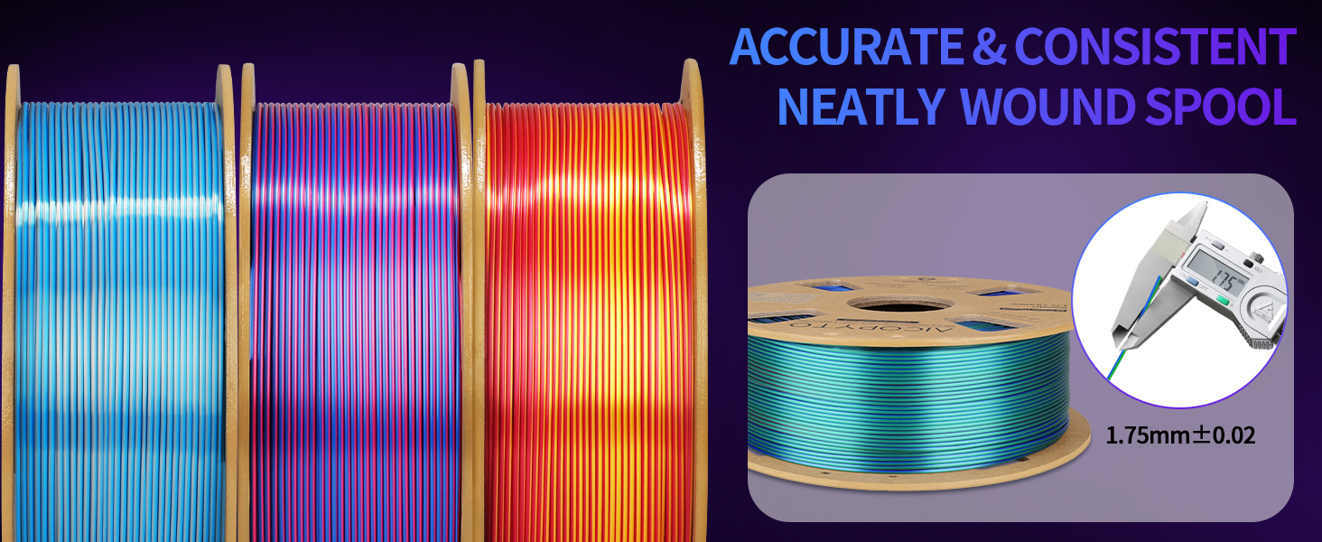 Dual Color Silk PLA 3D Printer Filament 1.75mm Silk Filament 1KG